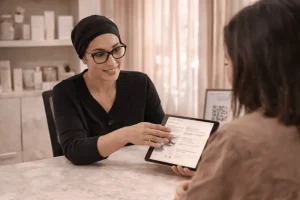 consultation beauté dans un cabinet élégant